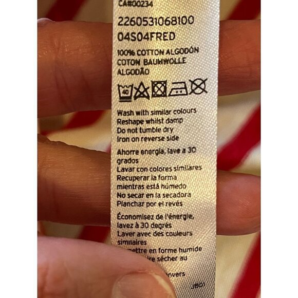 Topshop Red And White Striped Cotton Short Sleeve Shift Mini Dress Size‎ 6 - Picture 9 of 10